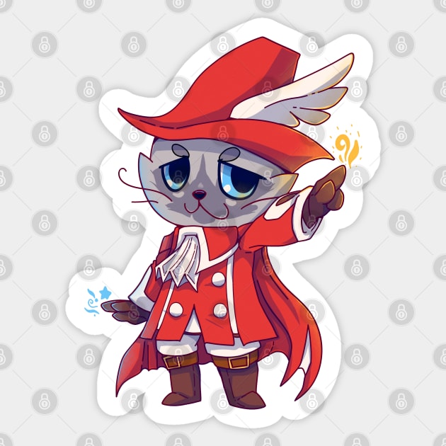 Red mage Fantasy Cat Sticker by TechraNova